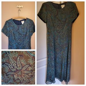 Coldwater Creek. Short sleeve long dress, Teal / Bronze (8)
